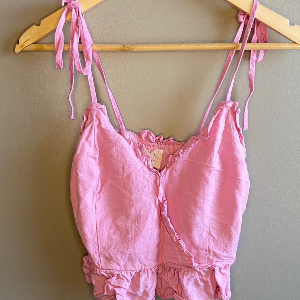 Lost + Wander Blush Pink Ruffle Top (Size S, EUC)